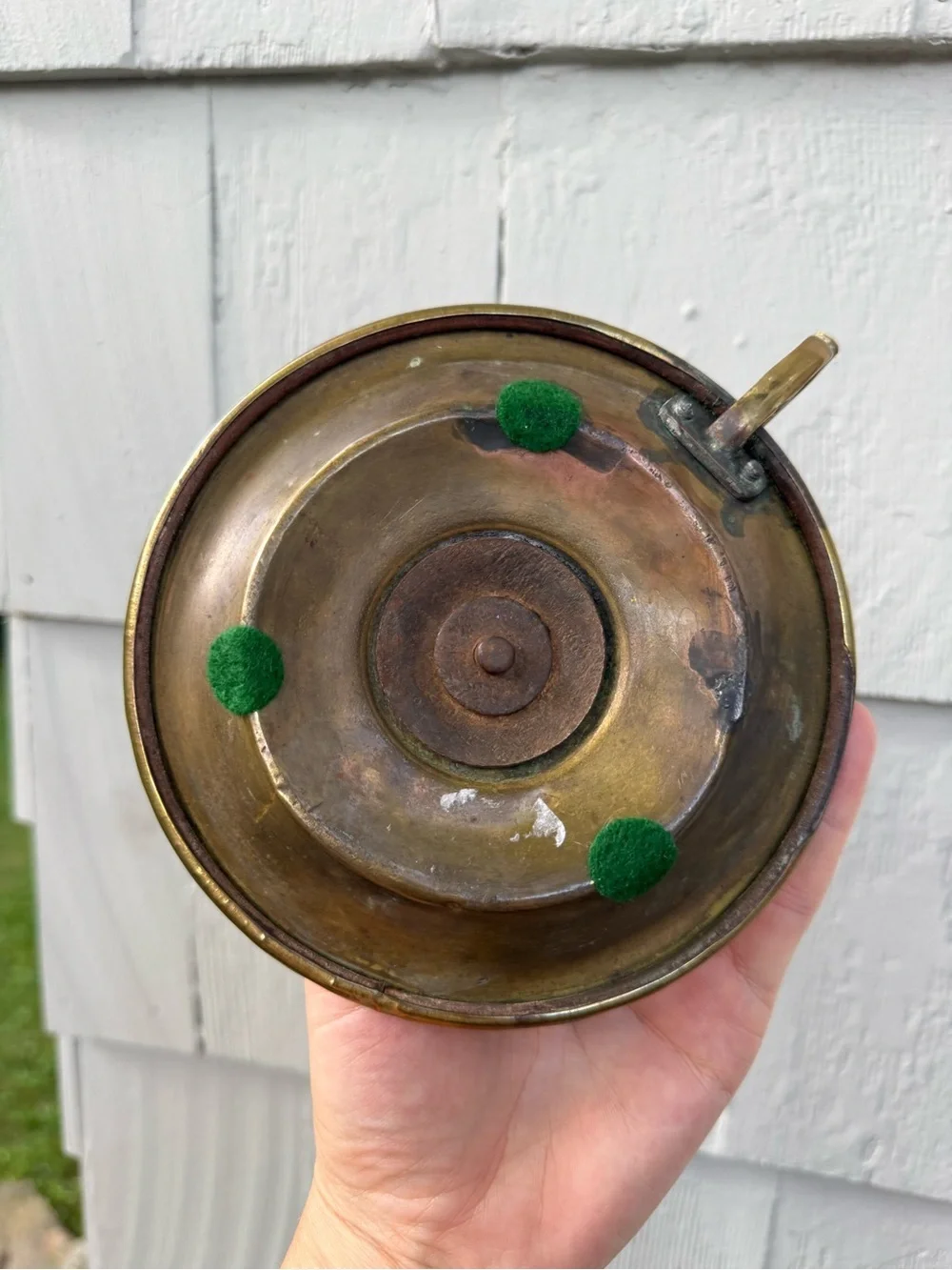 19th Cent. ANTIQUE Turned Brass Chamberstick Candlestick patina